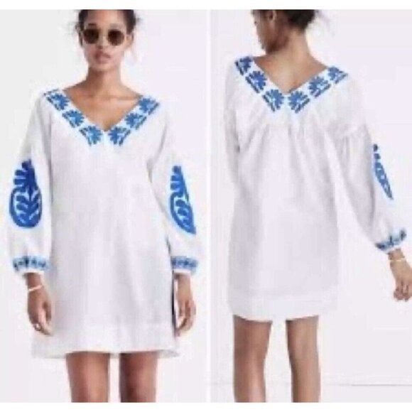 Madewell Dresses & Skirts - MADEWELL Embroidered Blanca Dress Size XS Short Shift Summer‎ Vacation Date Boho